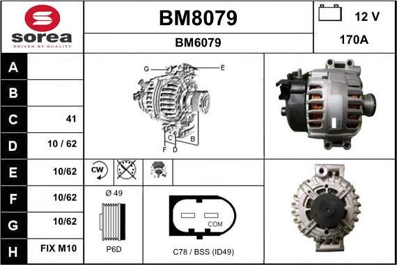 SNRA BM8079 - Alternator autospares.lv