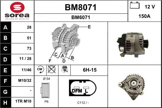 SNRA BM8071 - Alternator autospares.lv