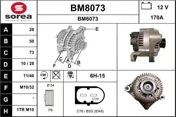 SNRA BM8073 - Alternator autospares.lv