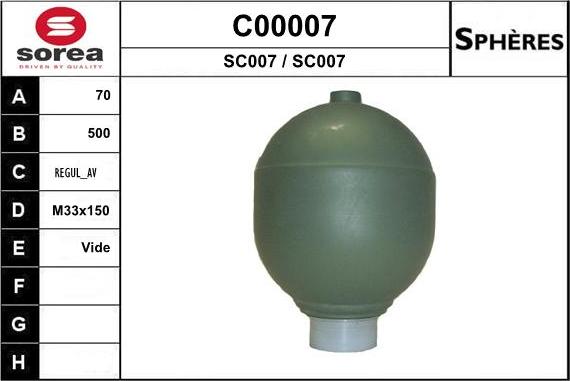 SNRA C00007 - Suspension Sphere, pneumatic suspension autospares.lv