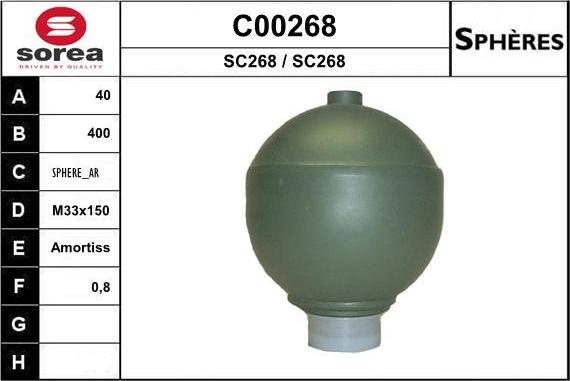SNRA C00268 - Suspension Sphere, pneumatic suspension autospares.lv