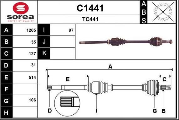 SNRA C1441 - Drive Shaft autospares.lv