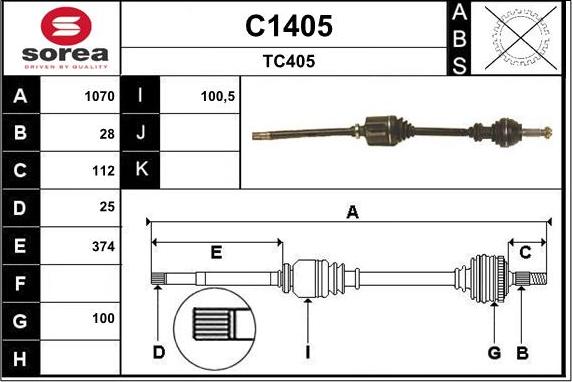 SNRA C1405 - Drive Shaft autospares.lv