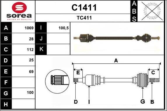 SNRA C1411 - Drive Shaft autospares.lv