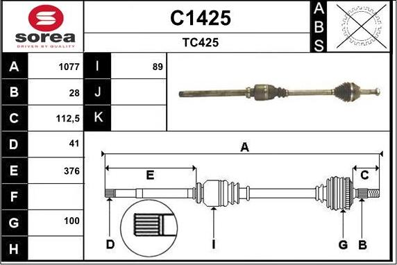 SNRA C1425 - Drive Shaft autospares.lv