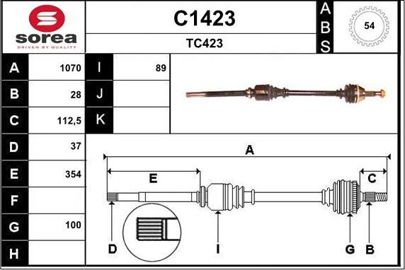 SNRA C1423 - Drive Shaft autospares.lv