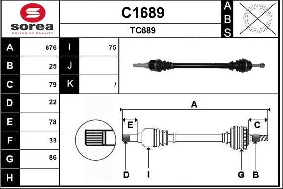 SNRA C1689 - Drive Shaft autospares.lv