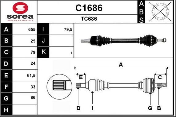 SNRA C1686 - Drive Shaft autospares.lv