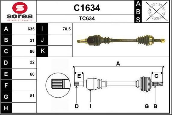 SNRA C1634 - Drive Shaft autospares.lv