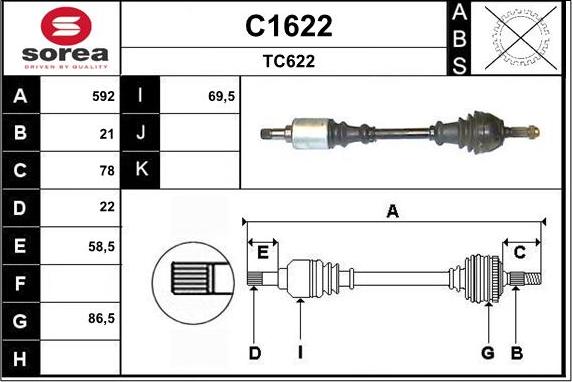 SNRA C1622 - Drive Shaft autospares.lv