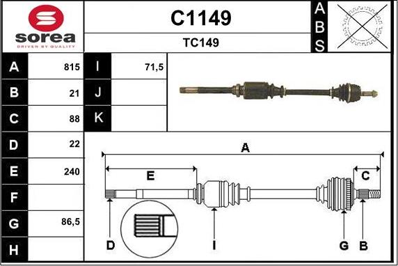 SNRA C1149 - Drive Shaft autospares.lv