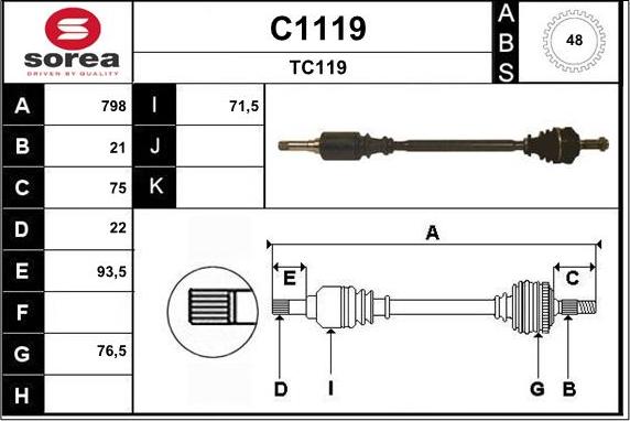 SNRA C1119 - Drive Shaft autospares.lv