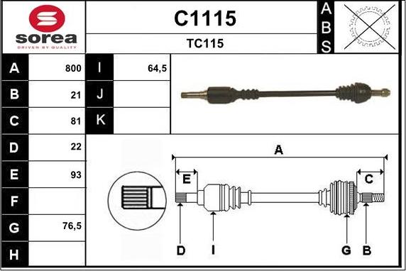 SNRA C1115 - Drive Shaft autospares.lv