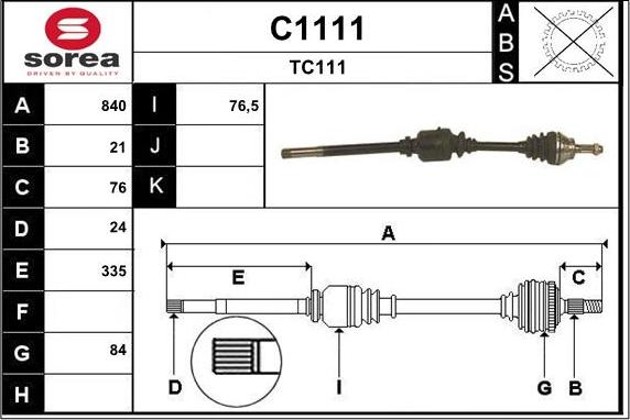 SNRA C1111 - Drive Shaft autospares.lv