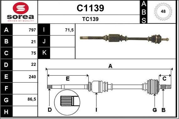 SNRA C1139 - Drive Shaft autospares.lv