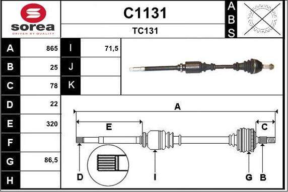 SNRA C1131 - Drive Shaft autospares.lv