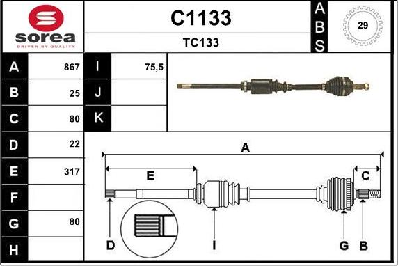 SNRA C1133 - Drive Shaft autospares.lv