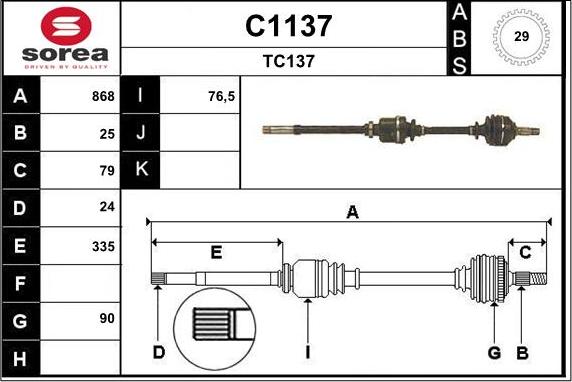 SNRA C1137 - Drive Shaft autospares.lv