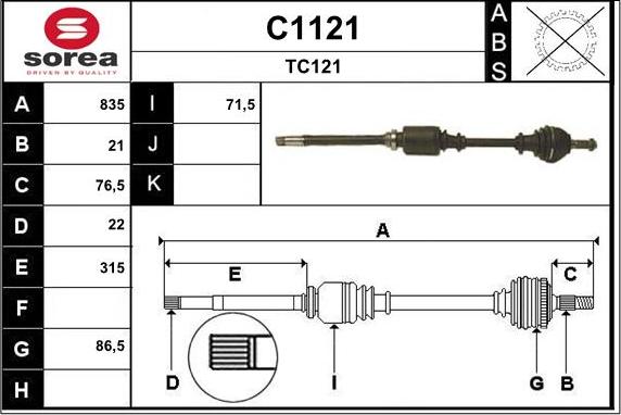 SNRA C1121 - Drive Shaft autospares.lv