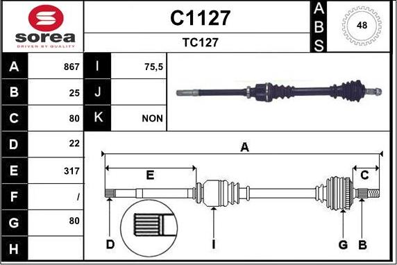 SNRA C1127 - Drive Shaft autospares.lv