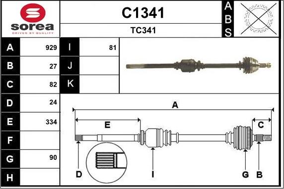 SNRA C1341 - Drive Shaft autospares.lv