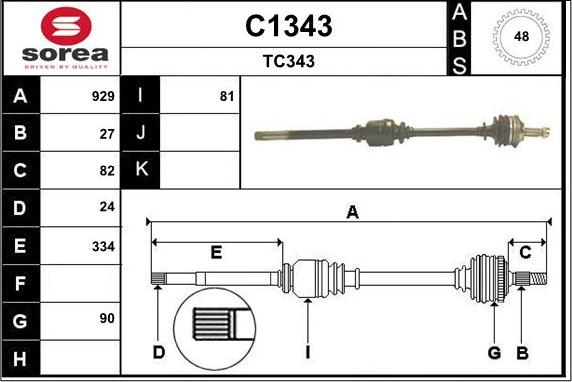 SNRA C1343 - Drive Shaft autospares.lv