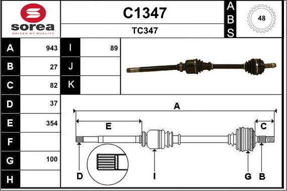 SNRA C1347 - Drive Shaft autospares.lv