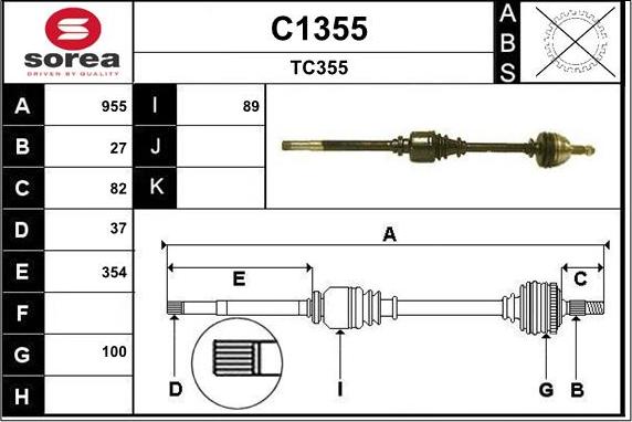 SNRA C1355 - Drive Shaft autospares.lv