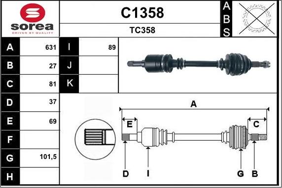 SNRA C1358 - Drive Shaft autospares.lv