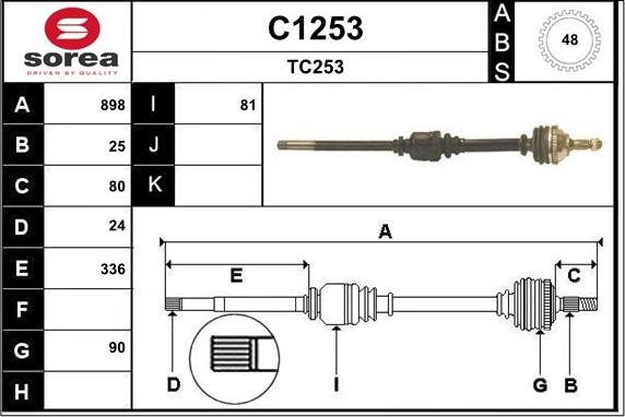 SNRA C1253 - Drive Shaft autospares.lv