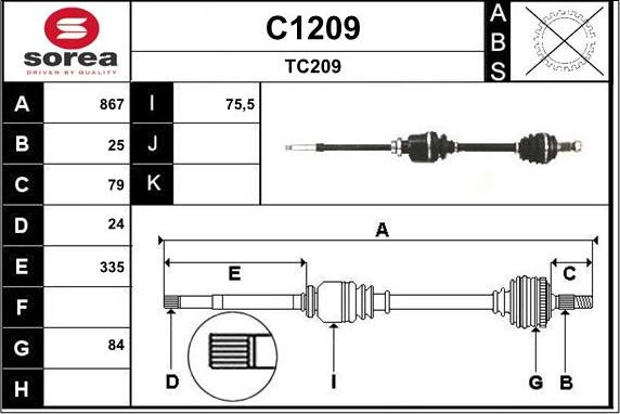 SNRA C1209 - Drive Shaft autospares.lv