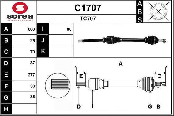 SNRA C1707 - Drive Shaft autospares.lv