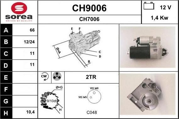 SNRA CH9006 - Starter autospares.lv