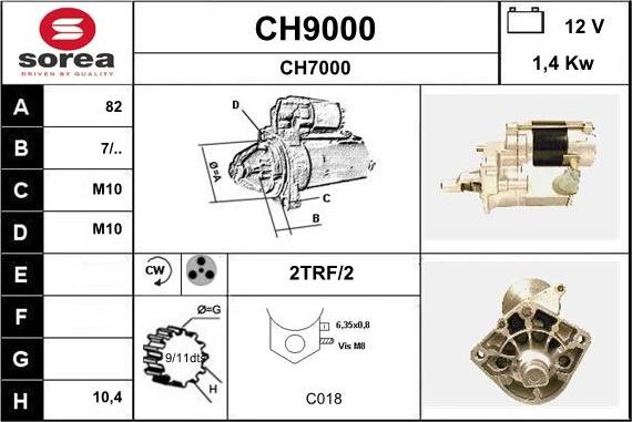 SNRA CH9000 - Starter autospares.lv