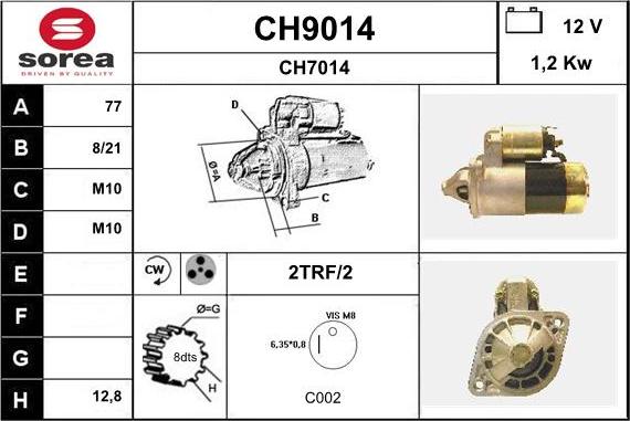 SNRA CH9014 - Starter autospares.lv
