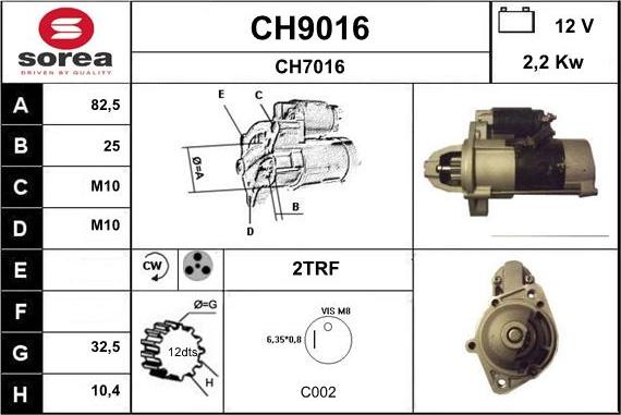 SNRA CH9016 - Starter autospares.lv