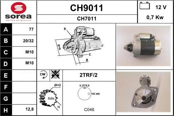 SNRA CH9011 - Starter autospares.lv