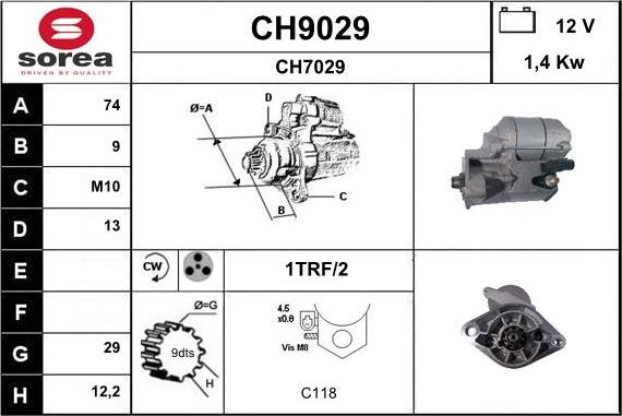 SNRA CH9029 - Starter autospares.lv