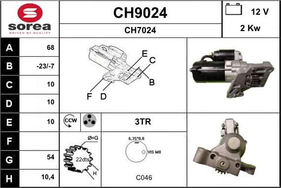 SNRA CH9024 - Starter autospares.lv