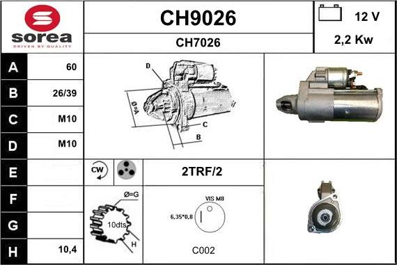 SNRA CH9026 - Starter autospares.lv