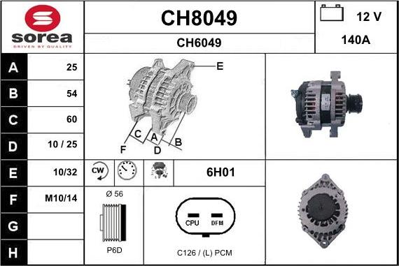 SNRA CH8049 - Alternator autospares.lv