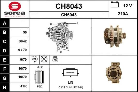 SNRA CH8043 - Alternator autospares.lv