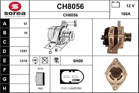 SNRA CH8056 - Alternator autospares.lv