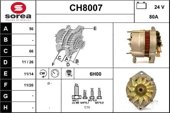 SNRA CH8007 - Alternator autospares.lv