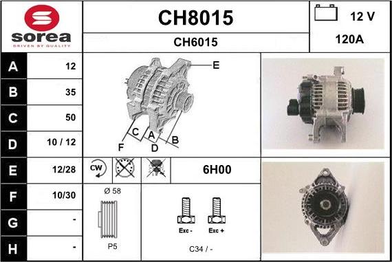 SNRA CH8015 - Alternator autospares.lv