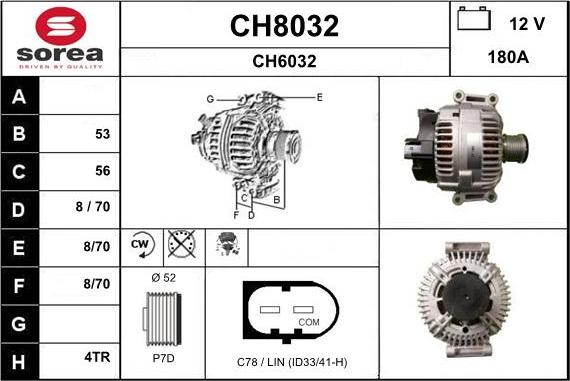 SNRA CH8032 - Alternator autospares.lv