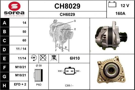 SNRA CH8029 - Alternator autospares.lv