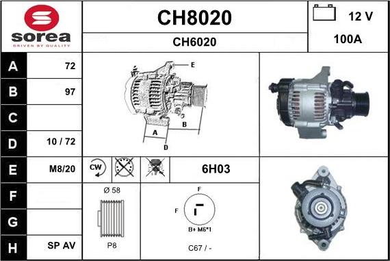 SNRA CH8020 - Alternator autospares.lv