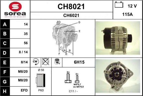 SNRA CH8021 - Alternator autospares.lv