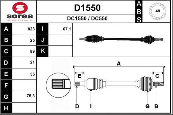 SNRA D1550 - Drive Shaft autospares.lv